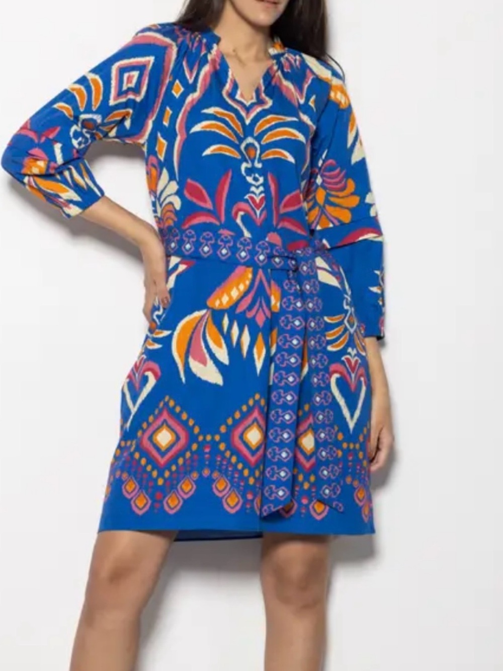 Maude Vivante Gia Cobalt Ikat Belted Dress – XS – NWT